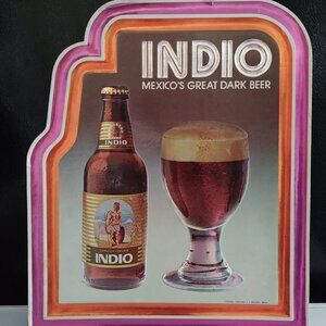 INDIO MEXICO'S GREAT DARK BEER BAR SIGN EMBOSSED CERVESA OSCURA MONTERREY
